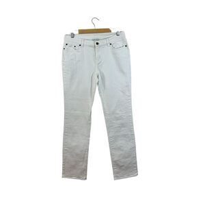 Garnet Hill 12L 12 LONG White Jeans Cotton Stretch Pants Straight Leg Womens